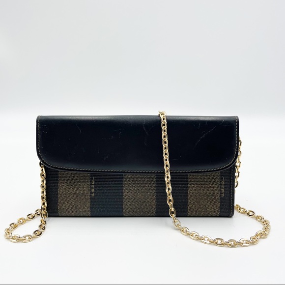 Fendi Handbags - Fendi 90s Pequin Stripe Wallet on chain